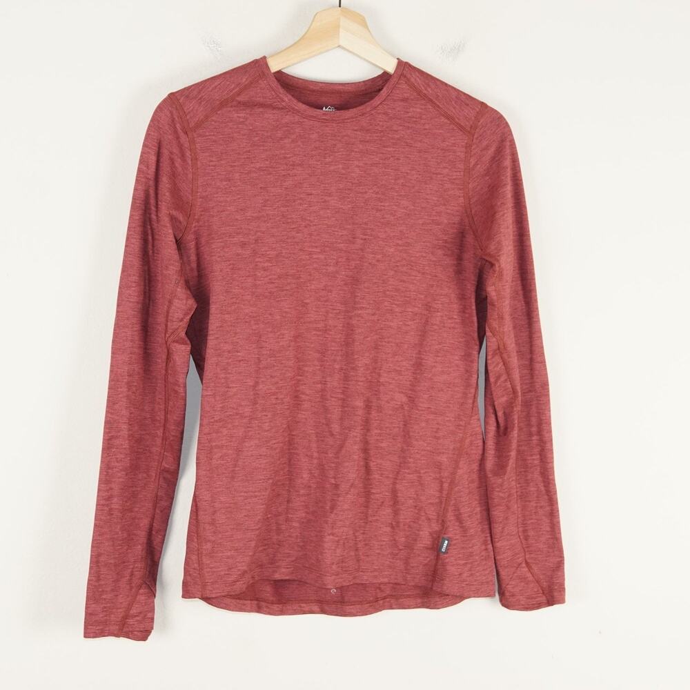 REI Co-Op Midweight Long Sleeve Base Layer Thumbholes Red Top Womens Sz M